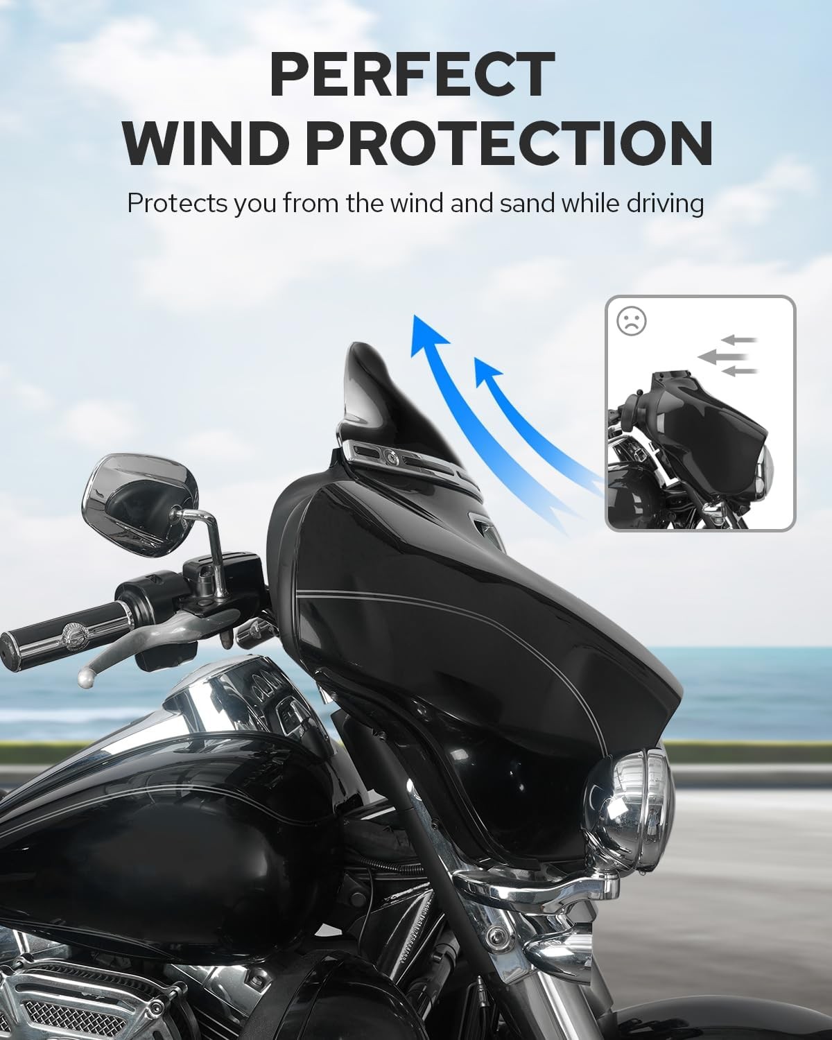 Windshield 7″ Motorcycle Wave Windscreen 2014-2023 Fit for Harley Davidson Touri