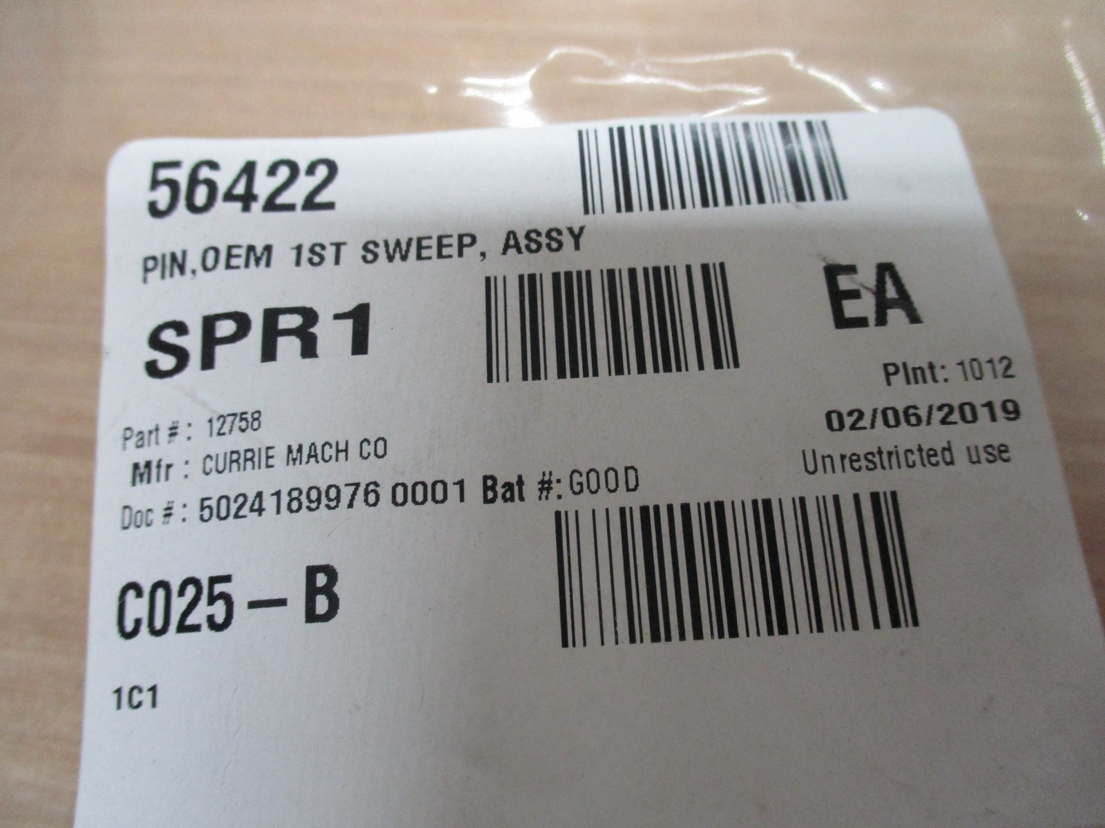 Currie Mach Co 12758 Pin 56422 (Pack of 2)