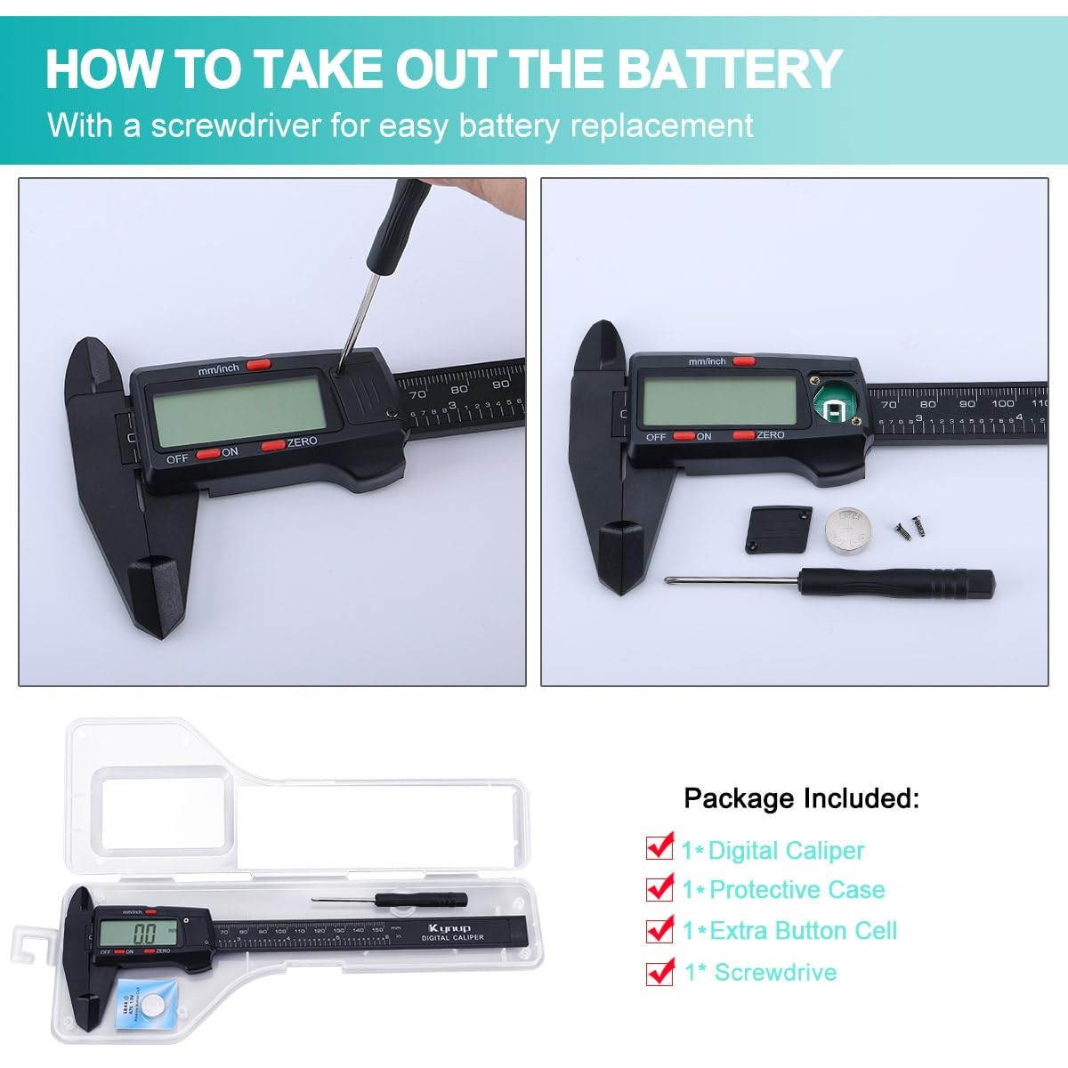 Digital Caliper 06 Inch Electronic Measuring Tool LCD Screen Auto Off