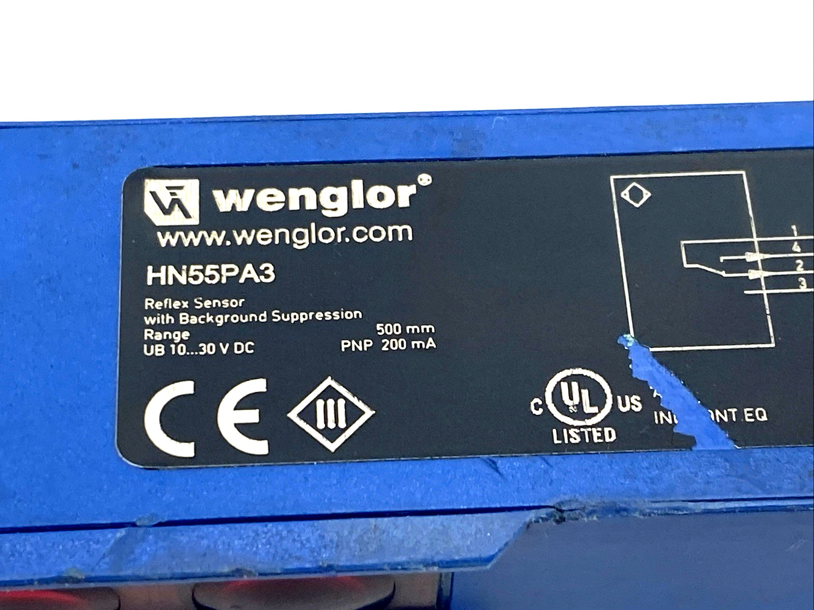 Wenglor HN55PA3 photoelectric Reflex Sensor With Background Suppression