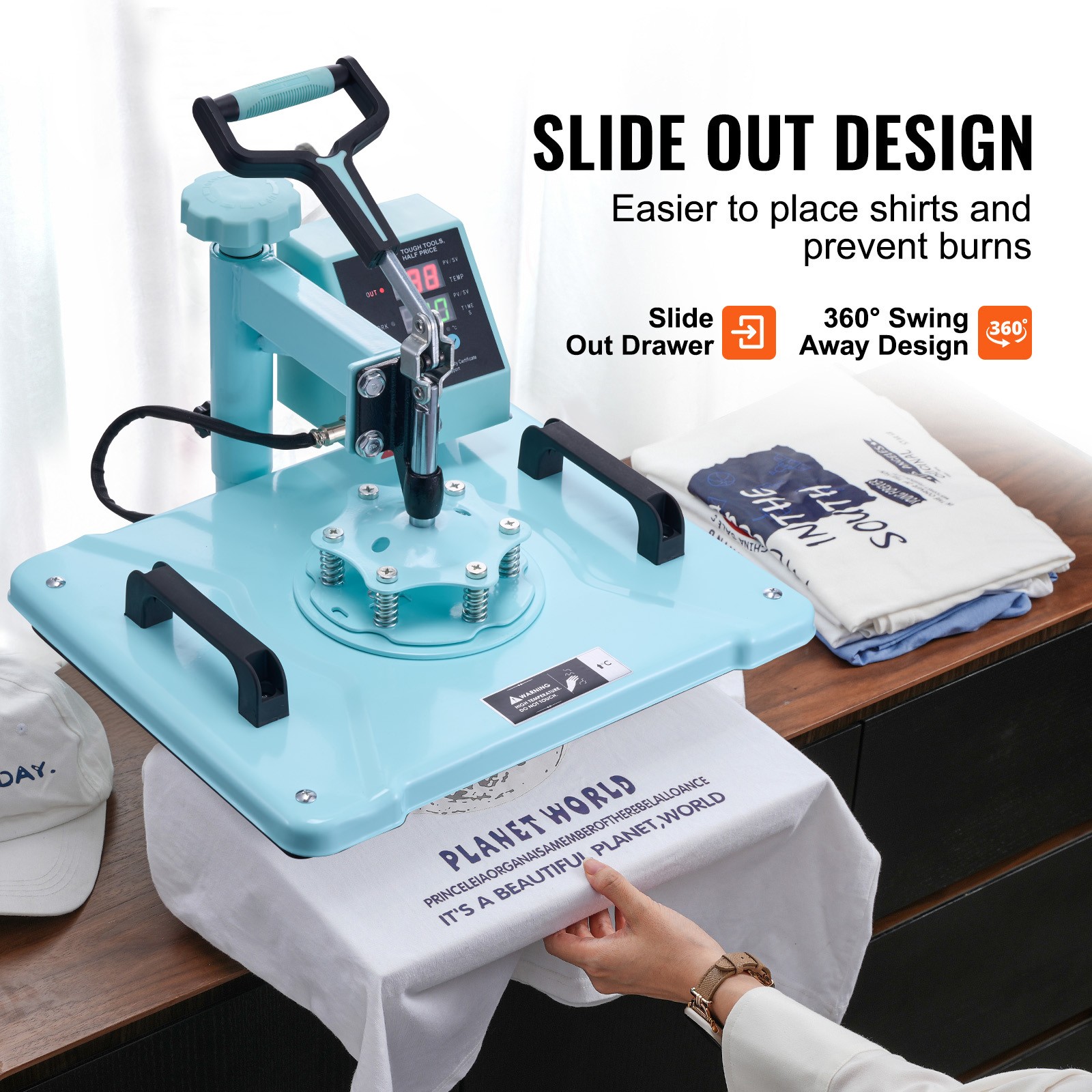 VEVOR Heat Press Machine 12×15 in 2 in 1 Heat Transfer Machine for T-Shirts Hats