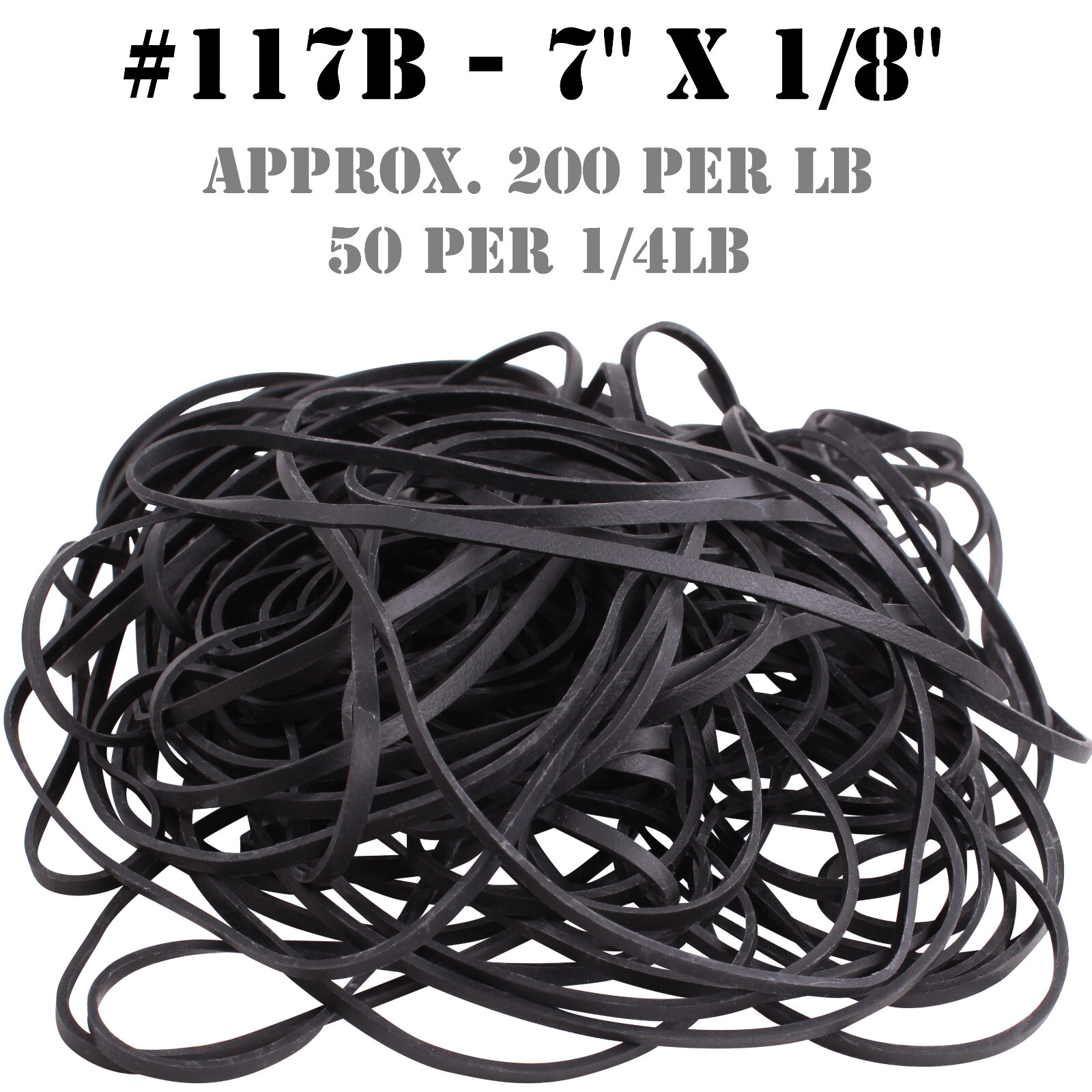 1LB Bulk Bag 7″ Inch Long Black UV #117B Rubber Bands USA XL Large Outdoor Gear