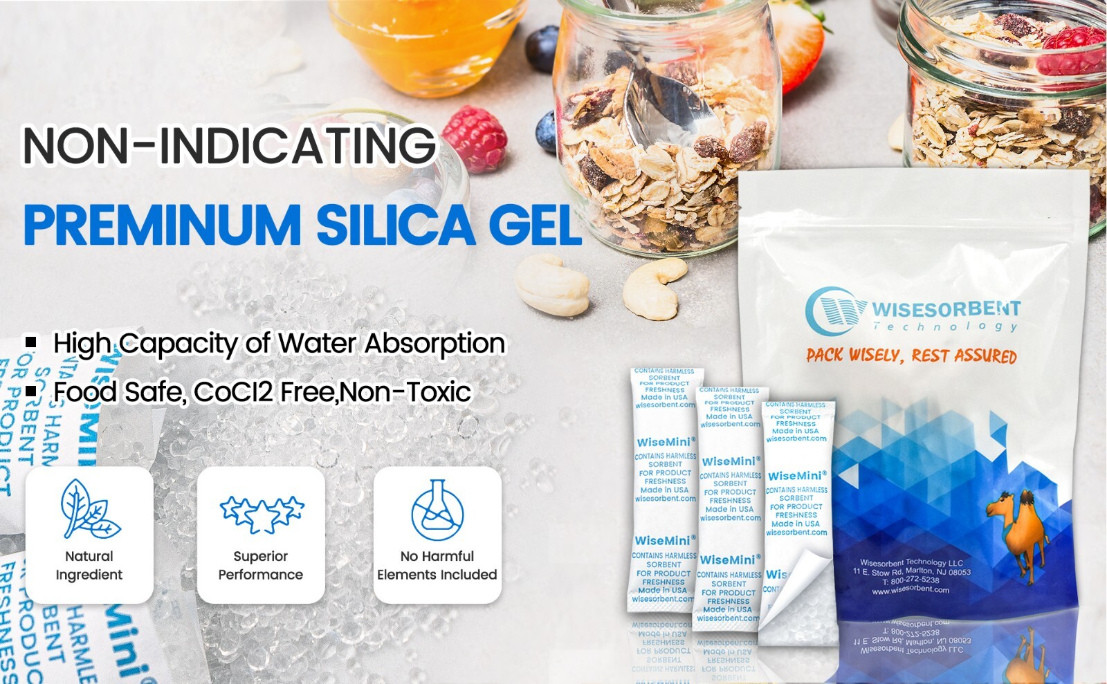 5 Gram Food Safe Desiccant Packs, Silica Gel Packets, Silica Moisture Absorbers