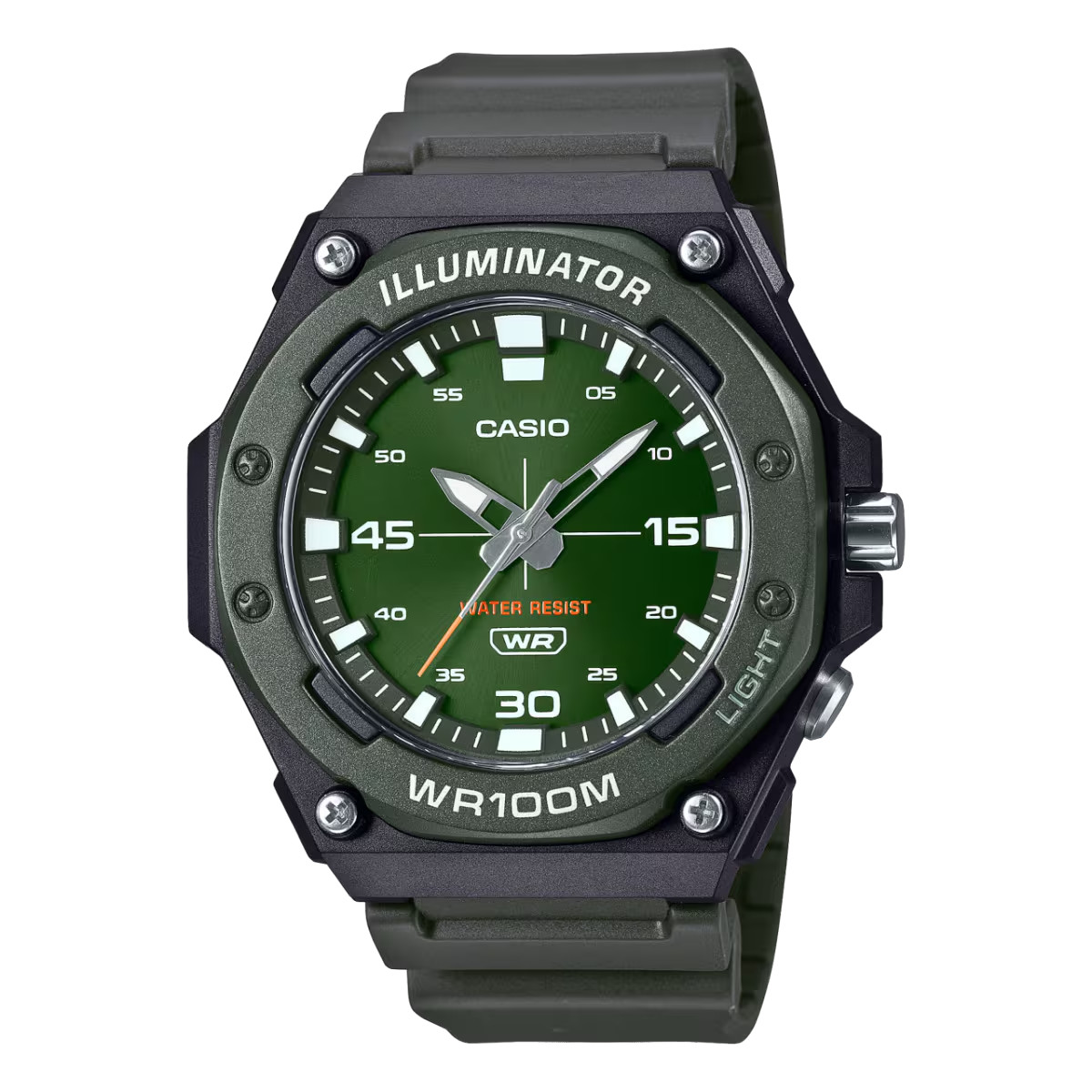 Casio MW-620H-3AV Men’s Green Analog Sport Watch 100M WR LED Light Resin