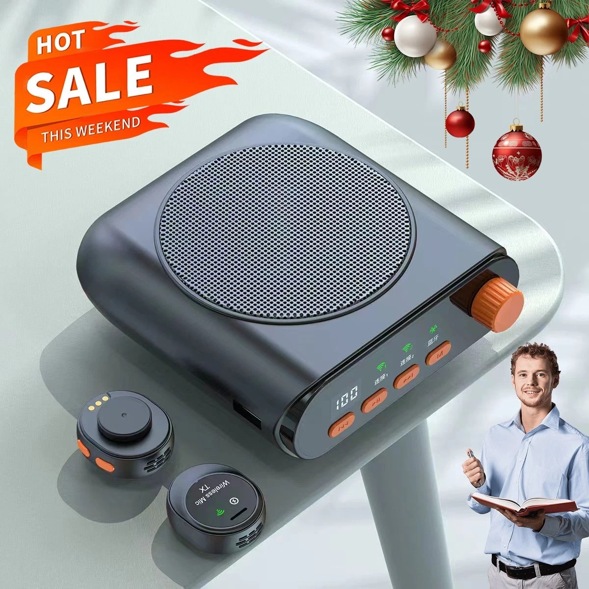Wireless Voice Amplifier with Wireless Lavalier Microphone,Portable Speaker Gift