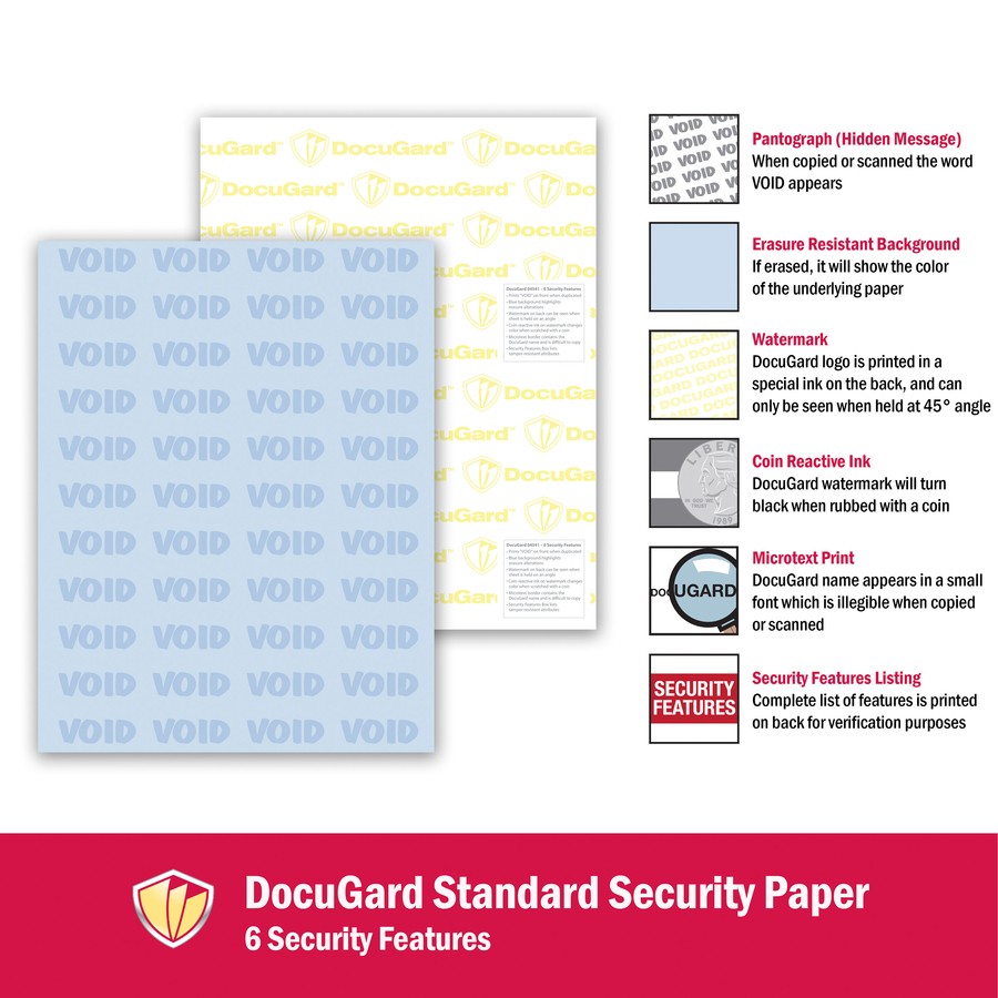 Docuguard Security Paper – Letter – 8.50″ X 11″ – 500 / Ream – Blue (PRB04541)