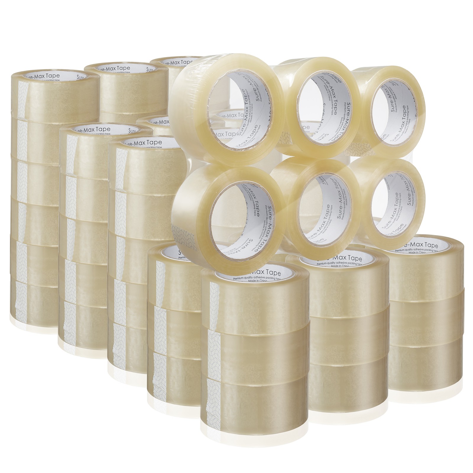72 Rolls Carton Sealing Clear Packing Tape Box Shipping- 1.8 mil 2″ x 110 Yards