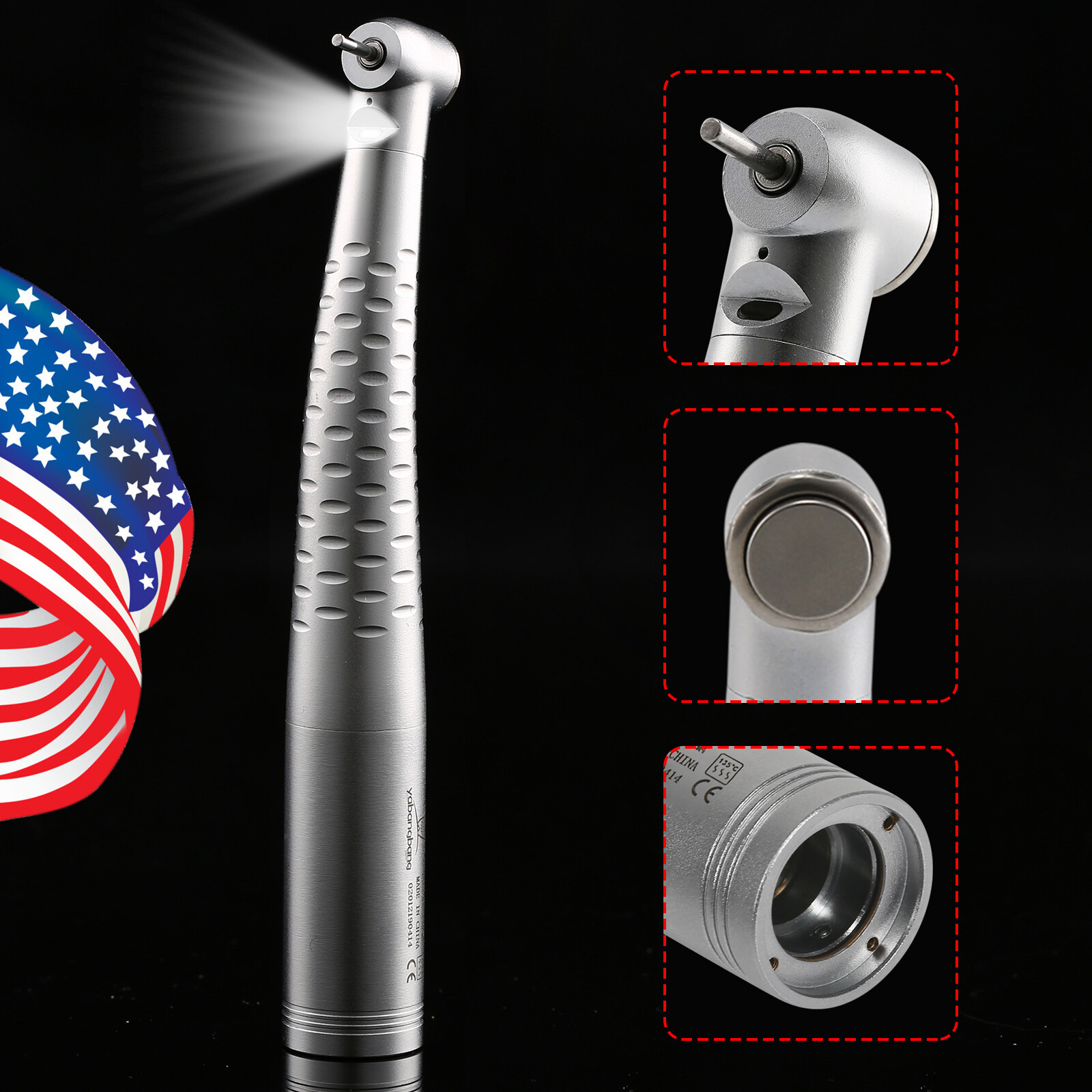 Dental High Speed Fiber Optic Handpiece Standard Head fit Kavo LED Coupling 4/6H