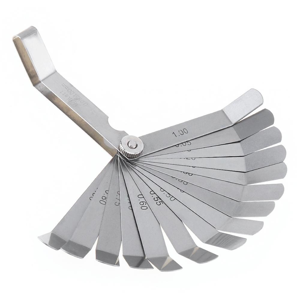 0.05-1mm Curved Feeler Gauge 16 Blades Metric Filled Feeler Gauge Measuring Gap