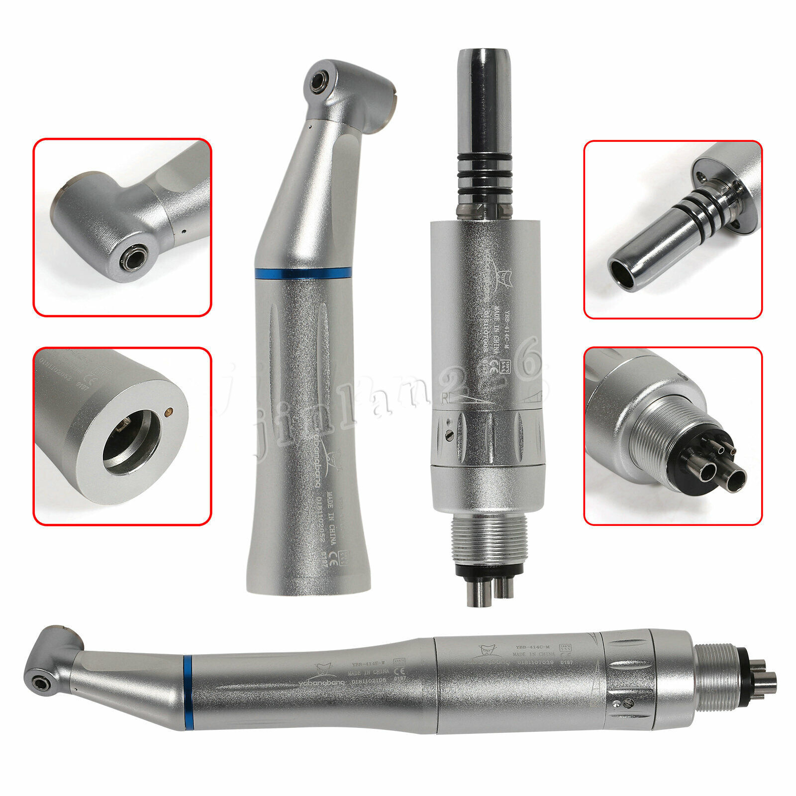 Dental low slow speed straight handpiece/ contra angle / air motor 4Hole Black