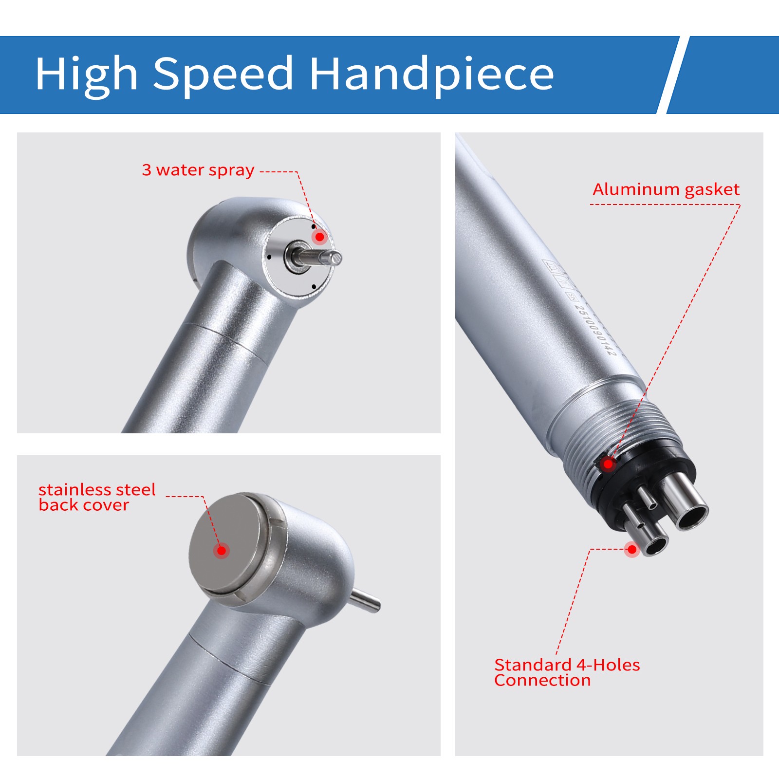 Dental Turbine High Speed Handpiece 4 Holes Standard Head fit NSK Y1BA2