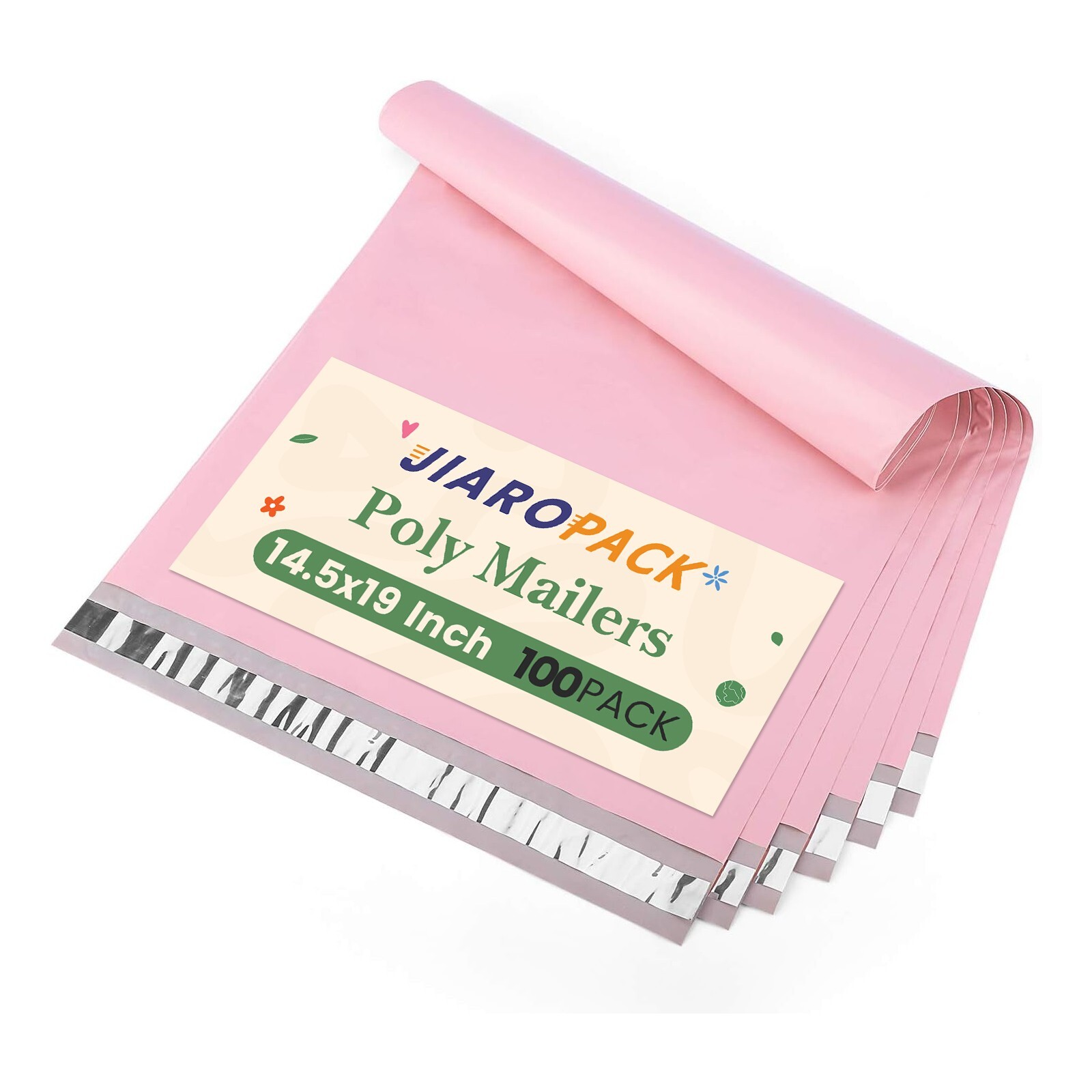 Jiaro Pack Poly Mailers 14.5×19 100 Pack Light Pink Shipping Bags Envelopes
