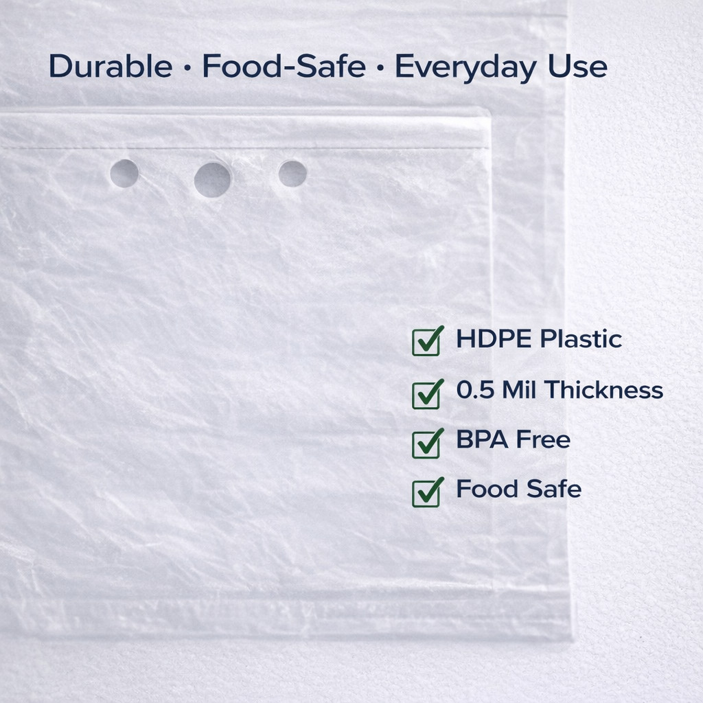 10.5×8 Clear Deli Bags Flip Top Saddle Pack Unprinted HDPE 0.5 Mil 2000 Count