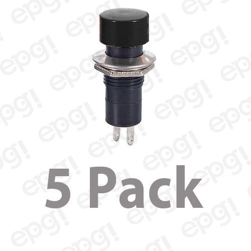 SPST (MOMENTARY-ON) N/O BLACK PUSH BUTTON SWITCH ROUND 3A @ 125VAC#66-2407-5PK