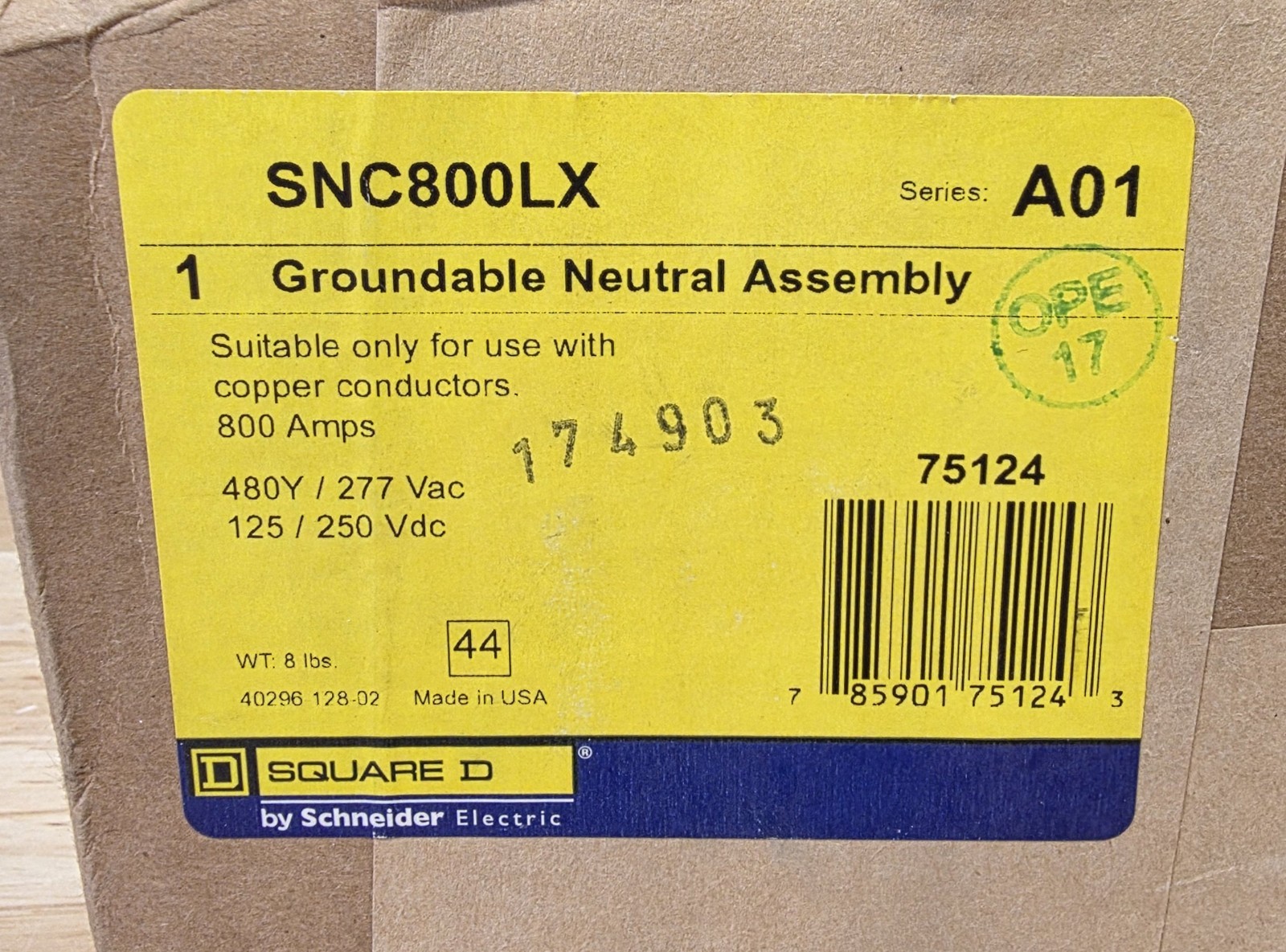 Square D SNC800LX Neutral Assembly Kit