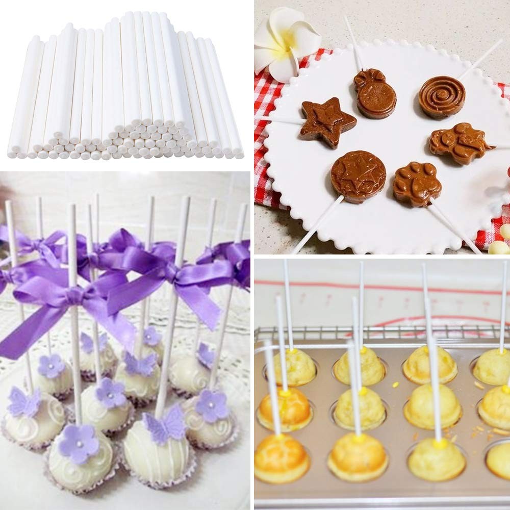 200 Count White Lollipop Sticks,6-Inch Paper Sticks Sucker Stick for Cake Pop…