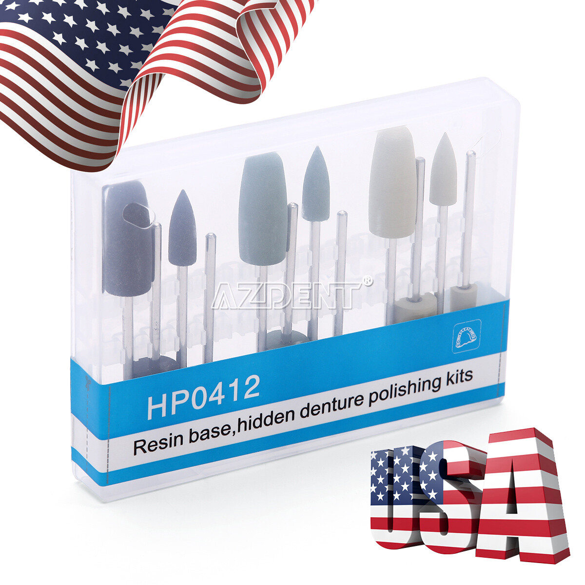 12pcs/Set Dental SILICONE Polishers Resin Base Acrylic Polishing Burs 2.35mm