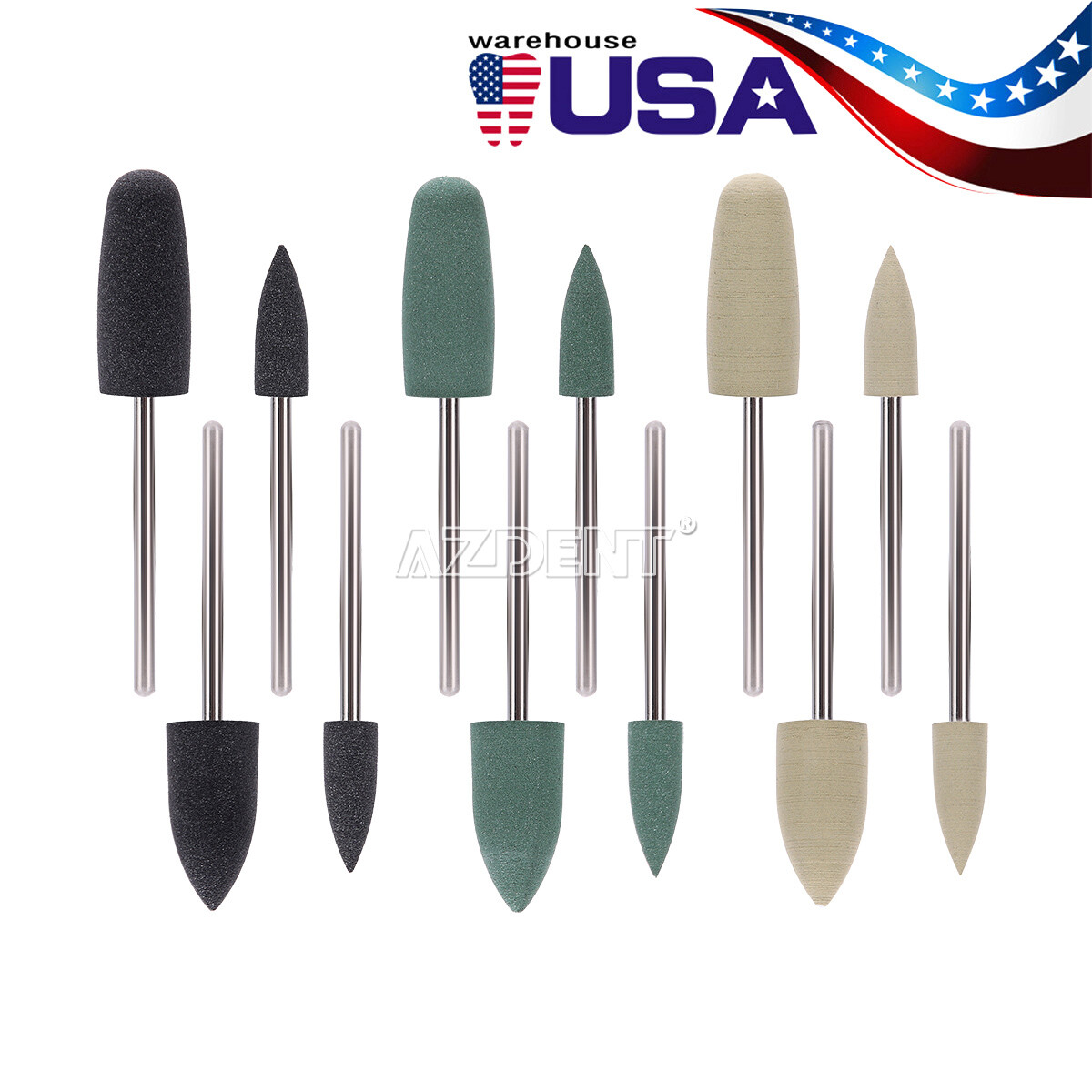 12pcs/Set Dental SILICONE Polishers Resin Base Acrylic Polishing Burs 2.35mm