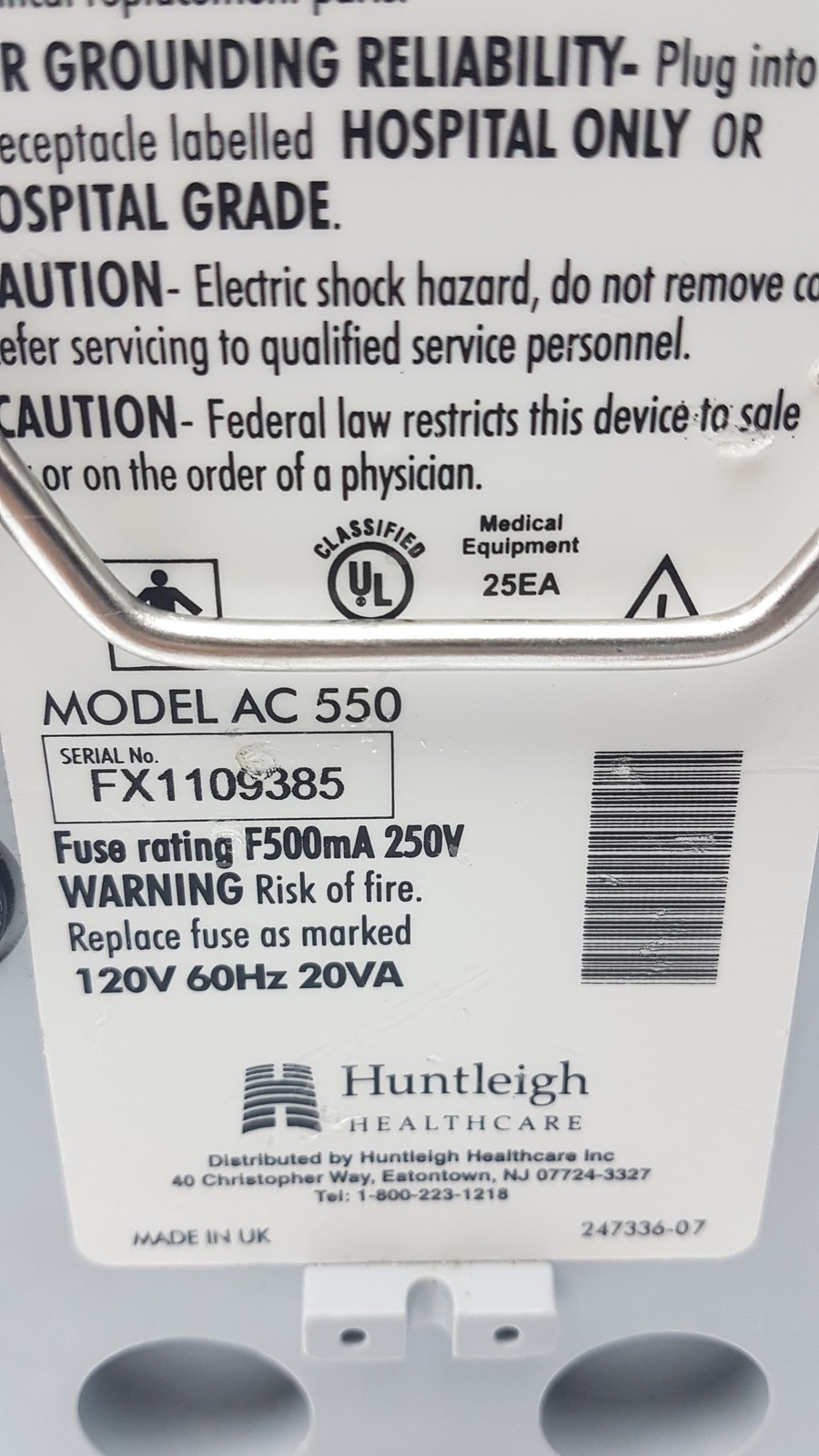 Arjohuntleigh Flowtron Excel AC 550