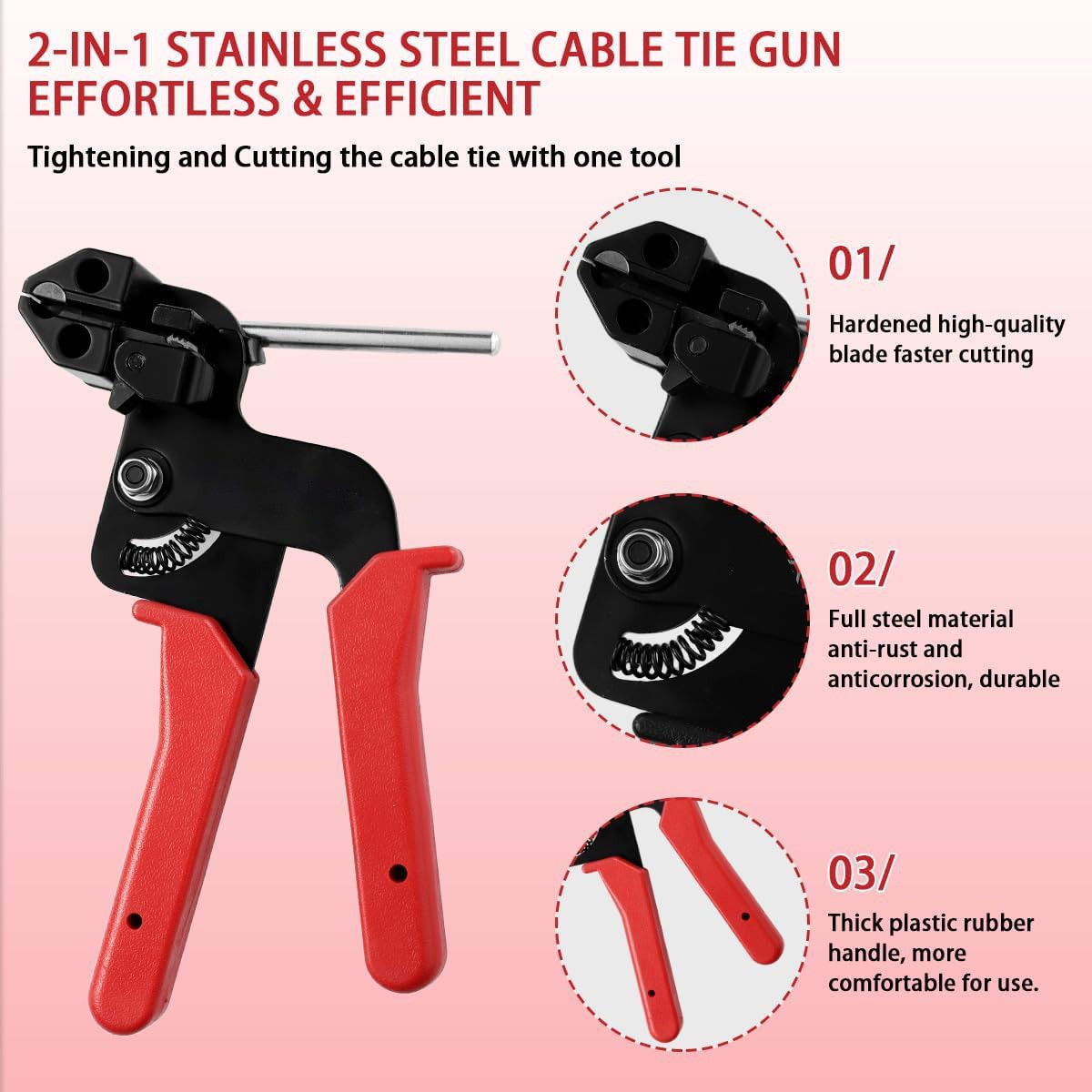 Metal Zip Ties Gun Set With 150pcs Stainless Steel Zip Ties Heavy Duty Outdoor
