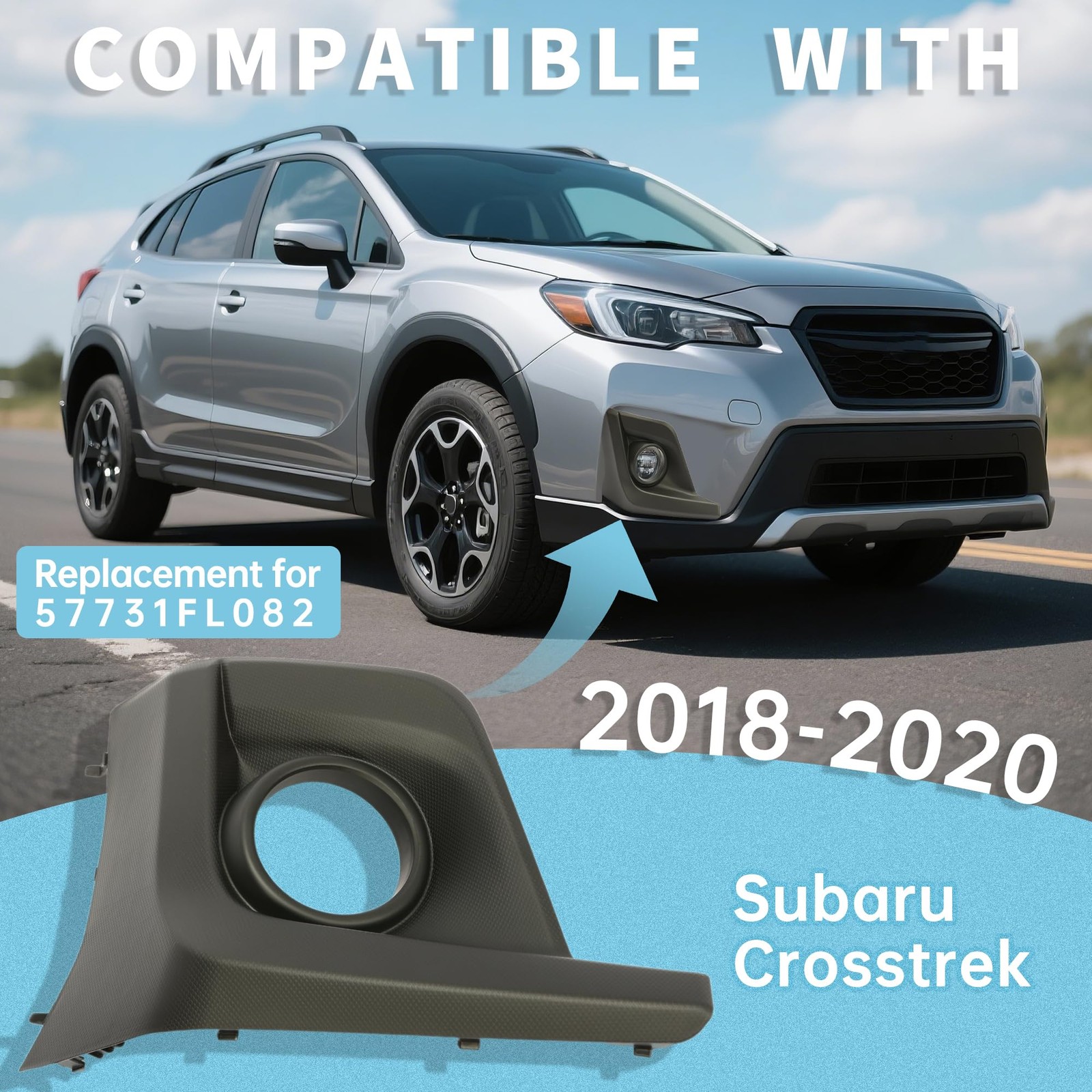 Kojem Right Fog Light Bezel Compatible 2018-2020 Subaru Crosstrek Replacement