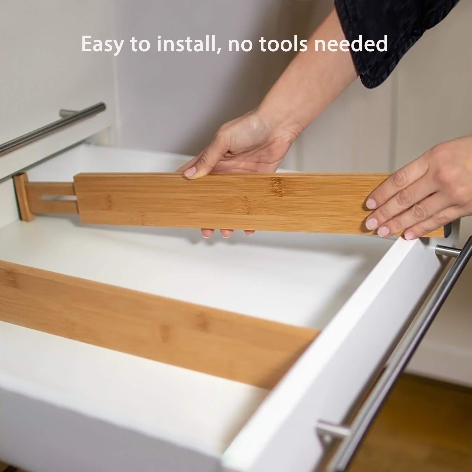Fabsome Drawer Divider 6 Pack, Bamboo Kitchen Dividers Organizers A… Fast Ship