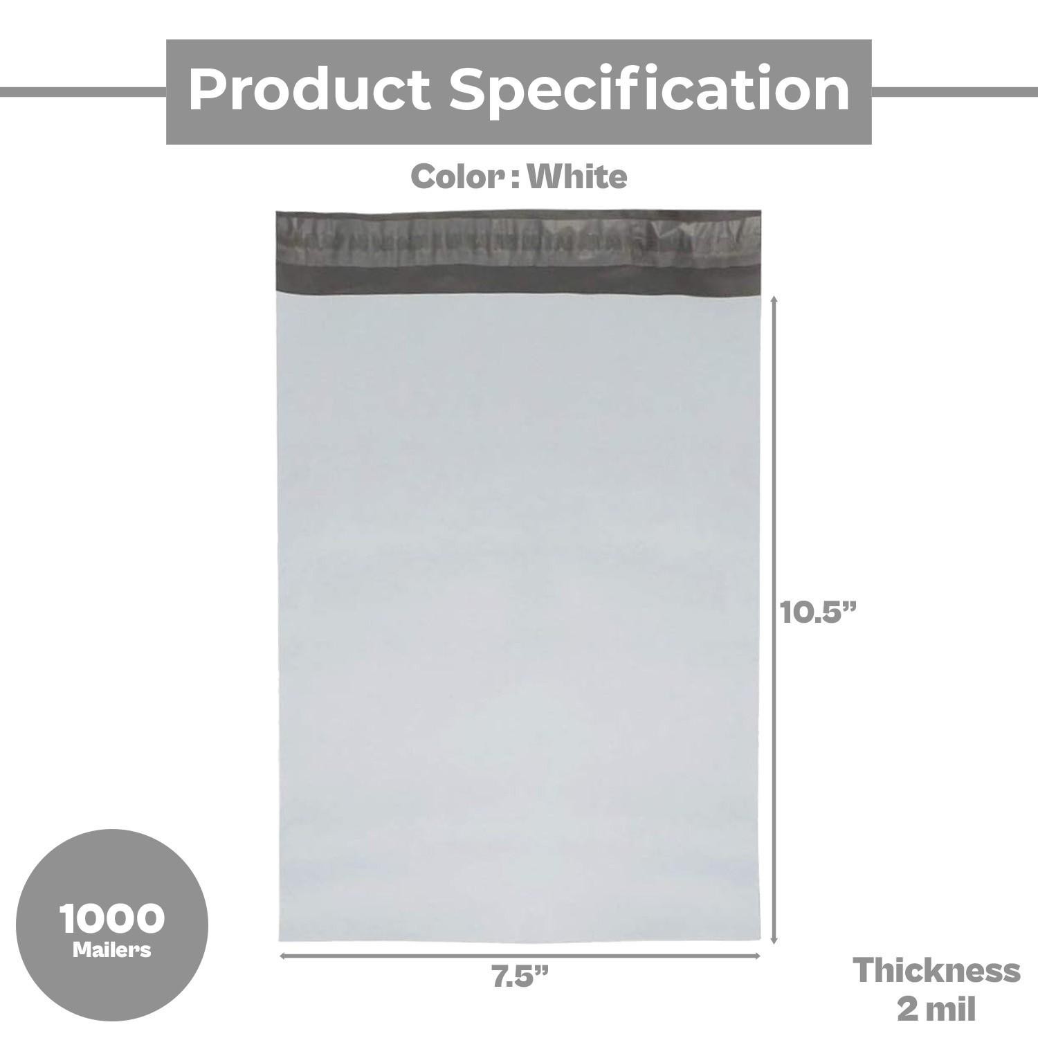 1000 7.5″x10.5″ Light Poly Mailer 2 Mil Shipping Mailing Packaging Envelope Bags