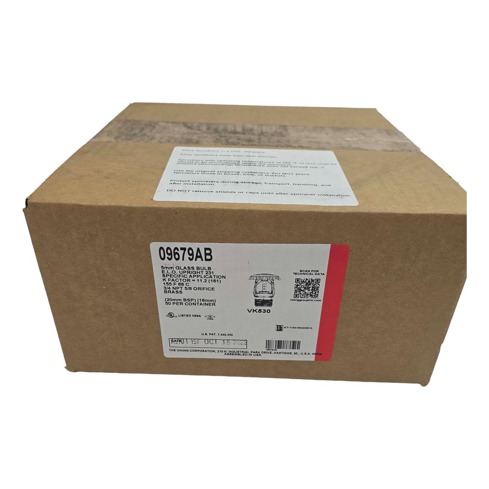 50 PACK – Viking VK530 K11.2 STANDARD RESPONSE ELO UPRIGHT SPRINKLER 09679AB