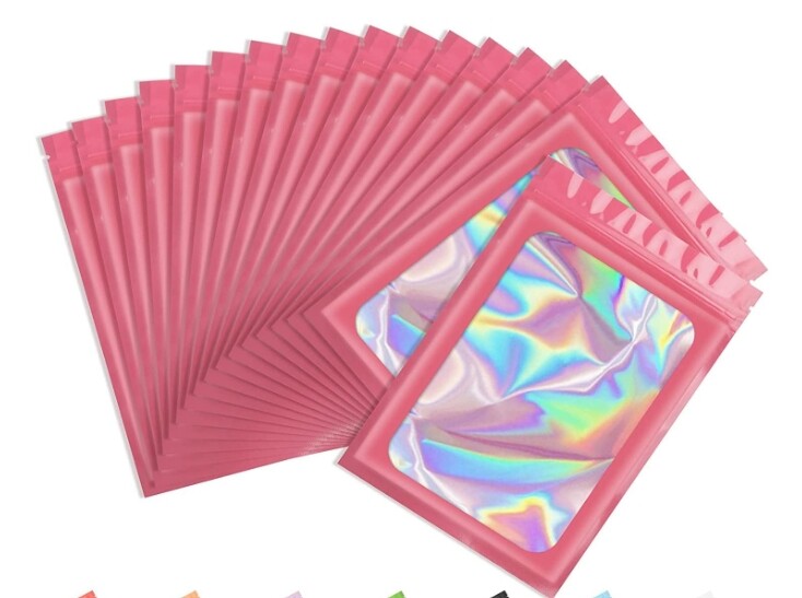400 pcs Holographic Mylar Foil Bags Smell Proof Resealable Zip Lock Pouch Black