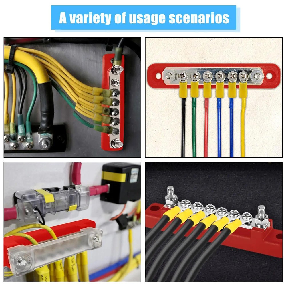 6 Way Bus Bar Terminal 150A Screws Power Distribution Battery Block For Car Boat