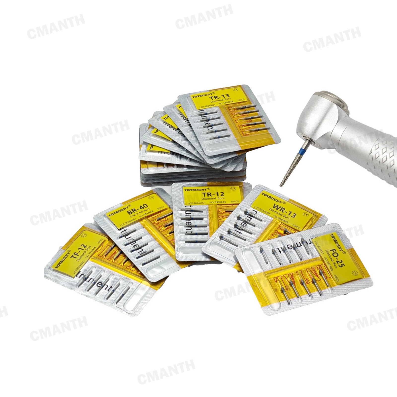 10PCS Dental FG Diamond Burs SHORT SHANK High Speed Burs Round End Friction Grip