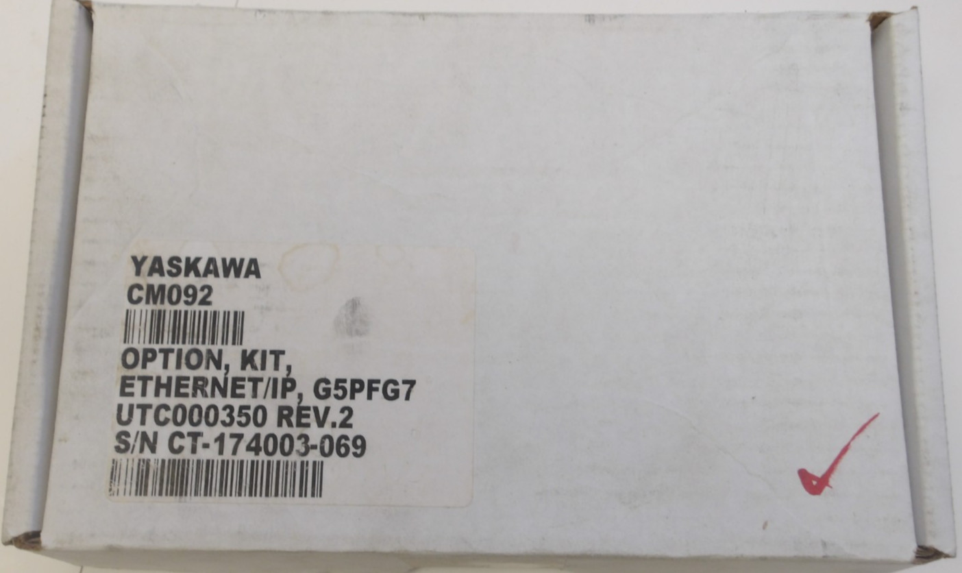 YASKAWA ETHERNET/ IP OPTION KIT REV2, P/N: CM092 PC BOARD SHIELDED RJ-45 CABLE