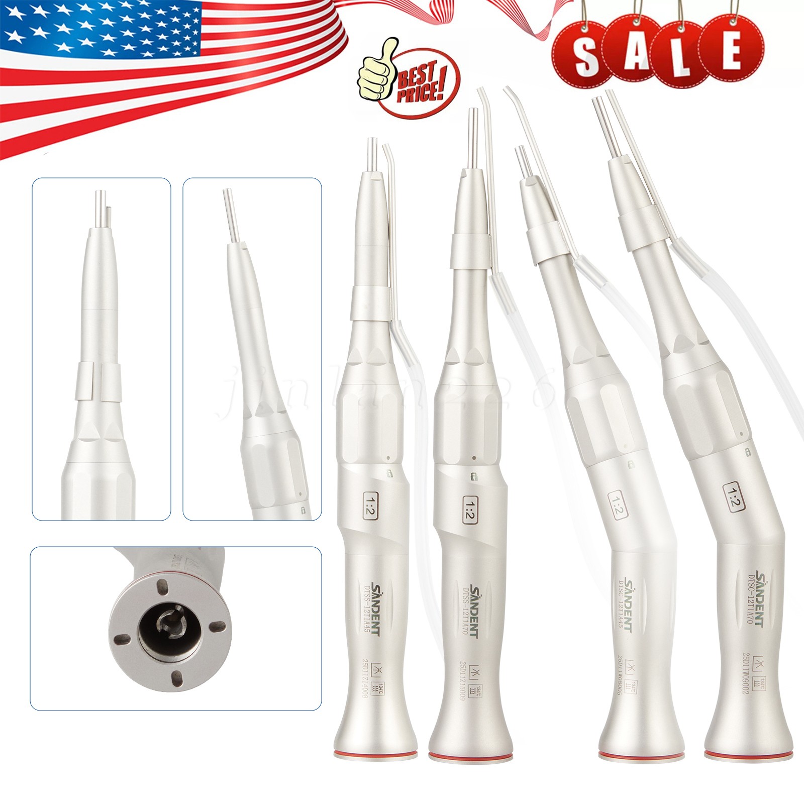 Dental 1:2 Surgical 20º Contra Angle/Straight Handpiece Fit 45mm/70mm