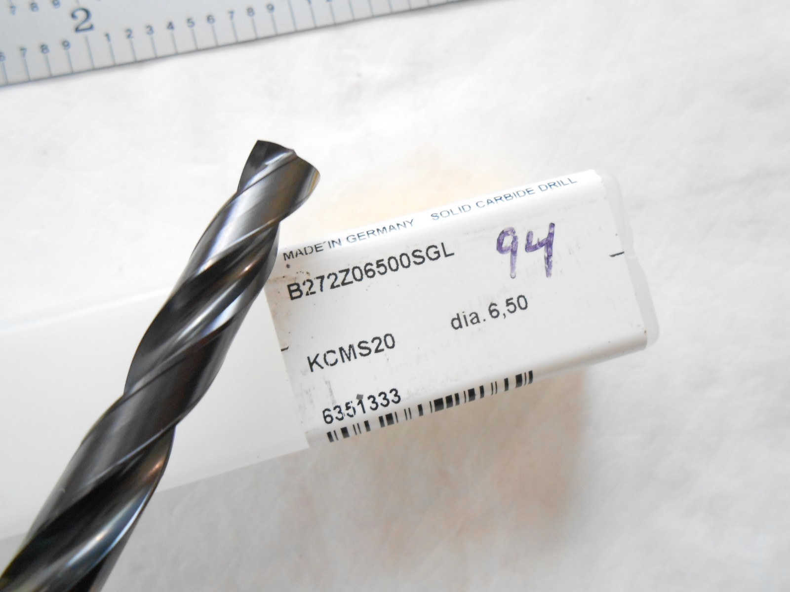 NEW KENNAMETAL 20XD 6.5MM CUT DIA X 152MM FL X 197MM OAL CARBIDE COOL THRU DRILL