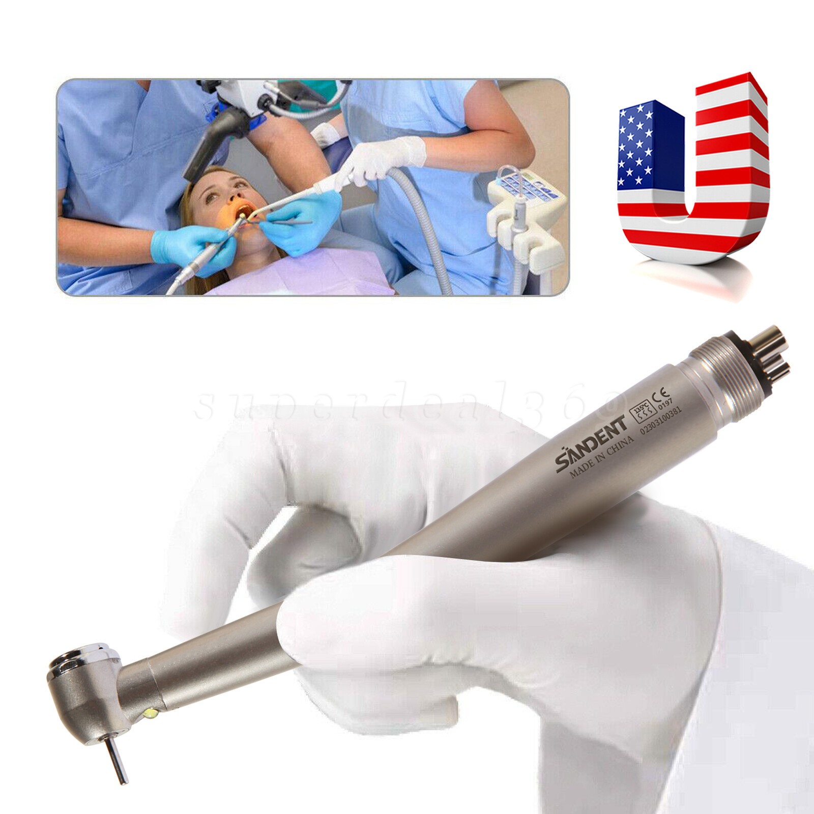NSK Style Dental Fiber Optic LED E-generator High Speed Handpiece Turbine 4Holes