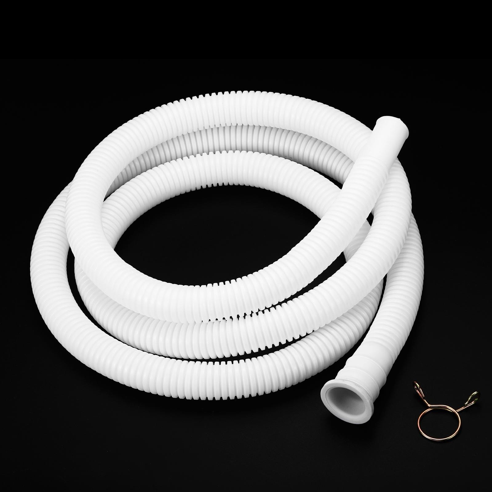 Universal Air Conditioner Drain Hose 18mm ID 5.3ft Thickened with Clamp White