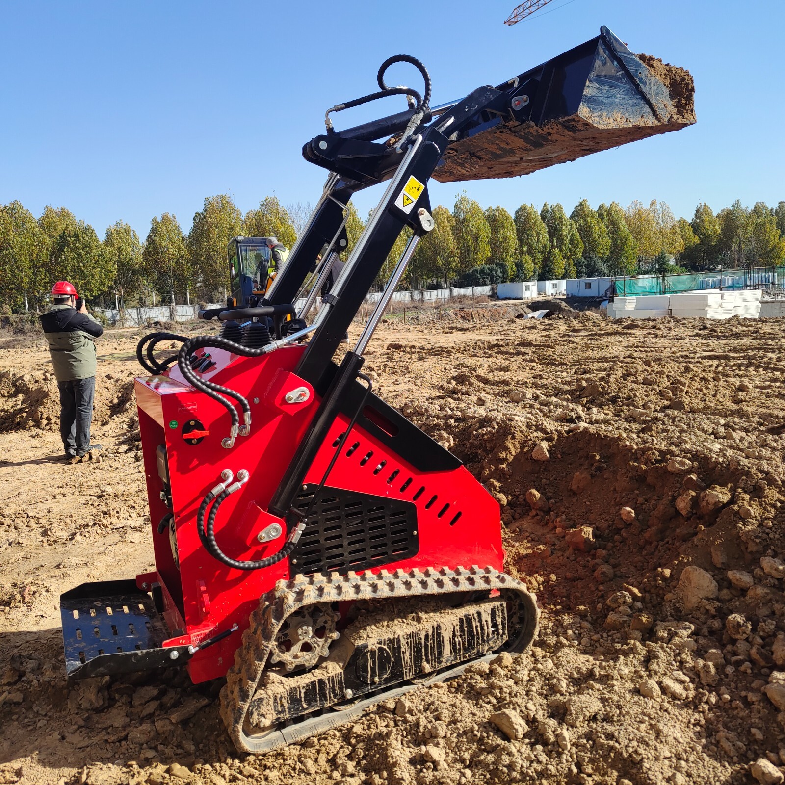 13.5HP Hydraulic Mini Skid Steer Loader Stand-on Track Gas Guided Drive Garden