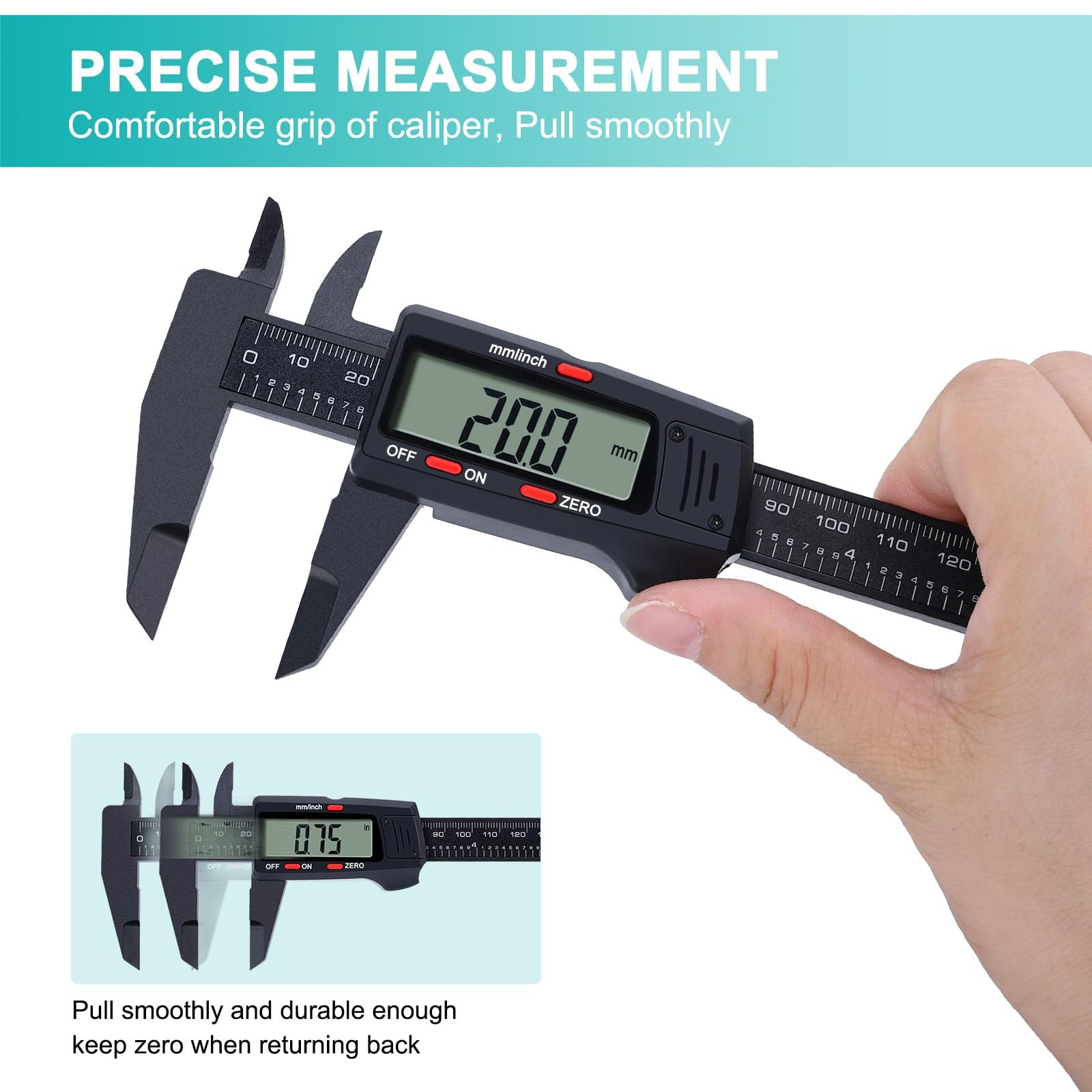 Digital Caliper Measuring Tool LCD Screen Electronic Micrometer 06″ Range