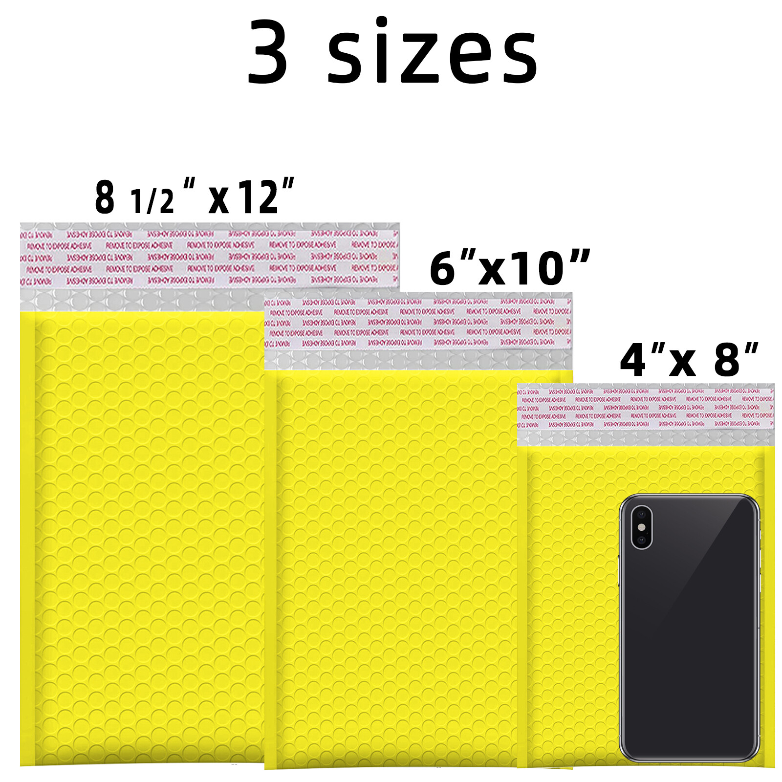 #2 8.5×12 (8.5×11) Poly Bubble Mailer Padded Envelope Yellow Color 5-1000 Pieces