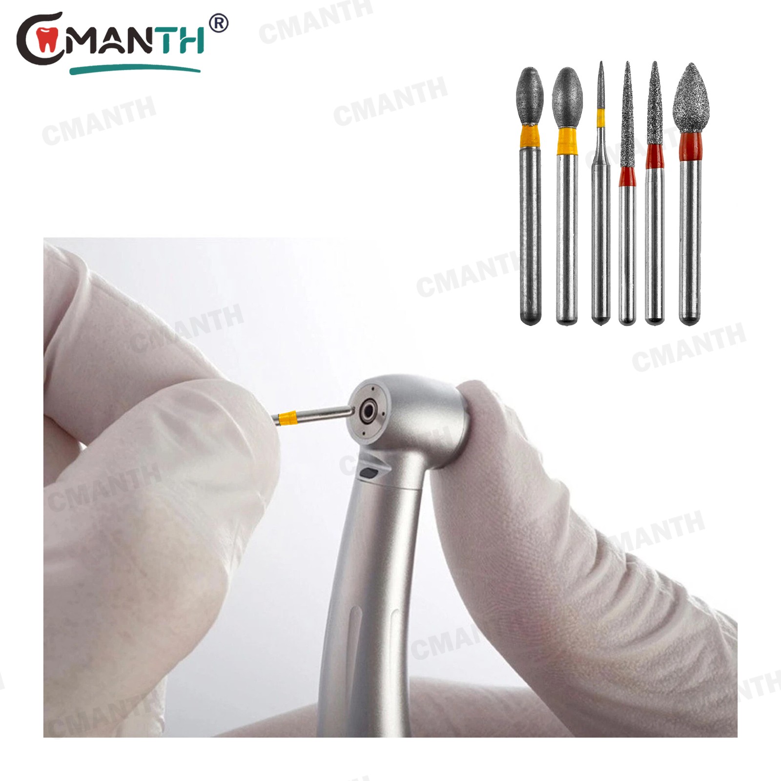 10PCS Dental FG Diamond Burs SHORT SHANK High Speed Burs Round End Friction Grip