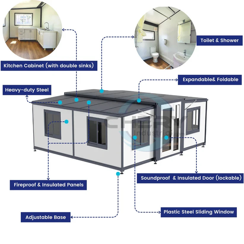 13x20ft Fast Installation Expandable Prefab House Mobile Office W/ Rain Shower