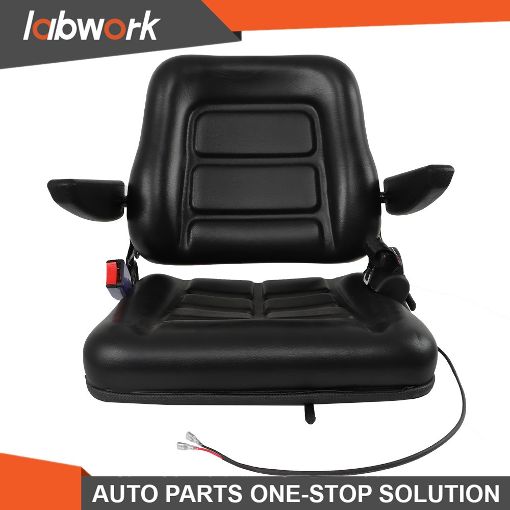 Labwork Universal Adjustable Forklift Tractor Seat Suspension Seat w/Safety Belt