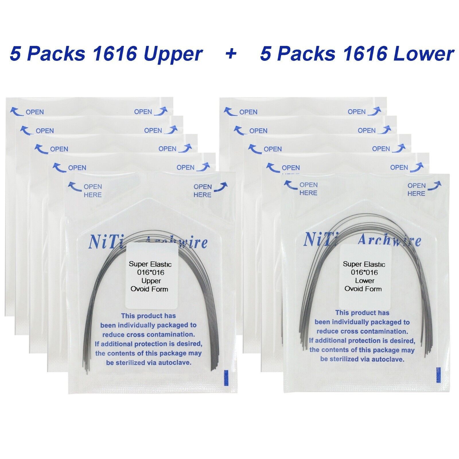 100Pcs Dental Orthodontic Arch Wire NiTi Ovoid Round Rectangular 012-020 U/L