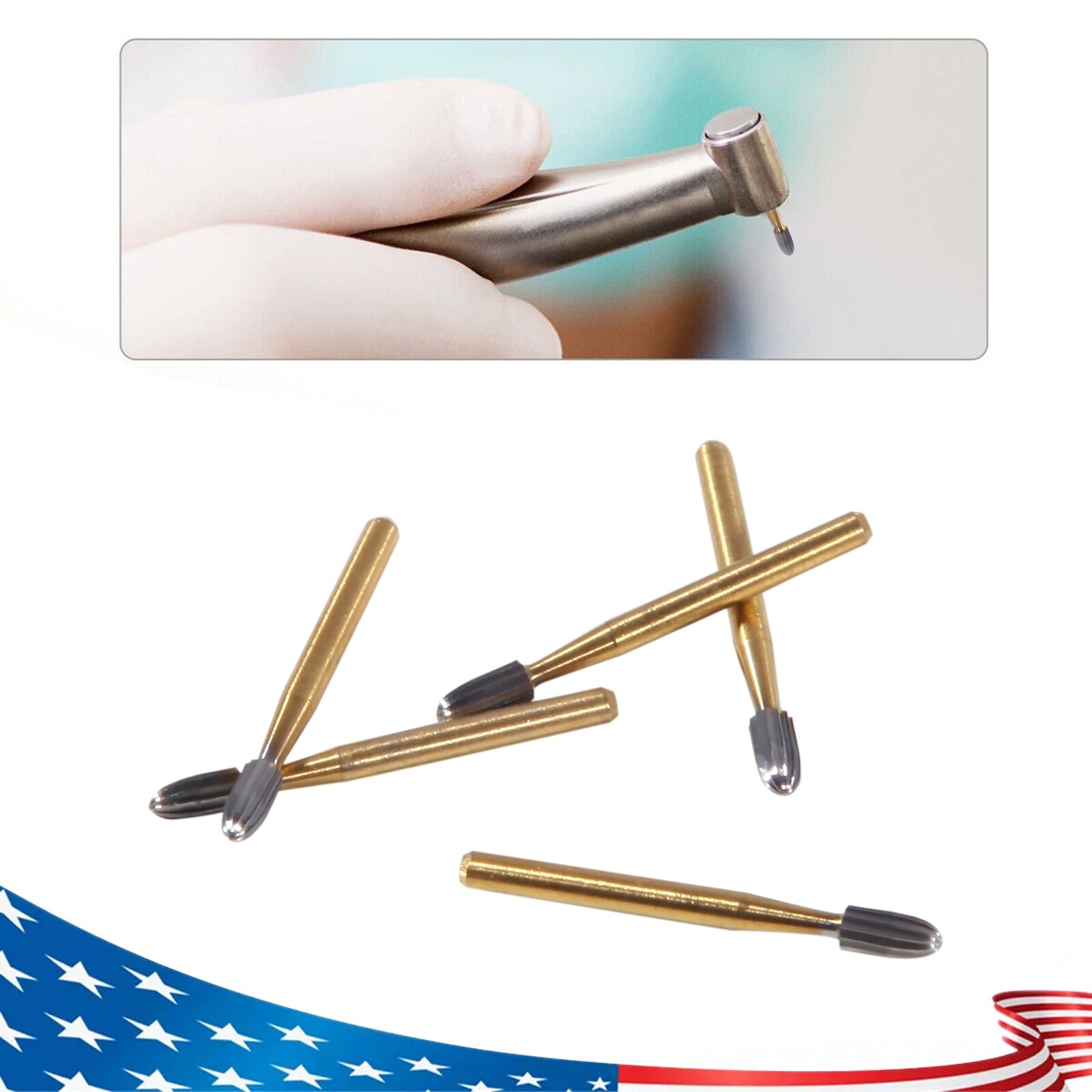5 packs Dental Tungsten Carbide Burs Trimming & Finishing Egg Football FG 7406