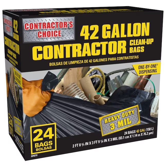 Contractor’s Choice 24-Count 42-Gallon Outdoor Clean Up Construction Trash Bags