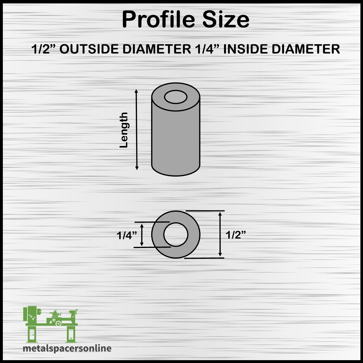 New Aluminum Spacer Bushing 1/2″ OD x 1/4″ ID–Fits M6 or 1/4″ Bolts