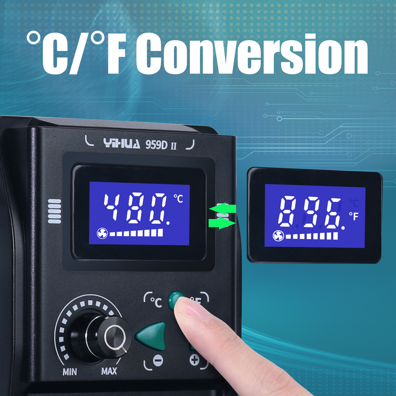 YIHUA 959D-II 700W Hot Air Rework Station Digital Heat Gun Easy Plug-Pull Nozzle