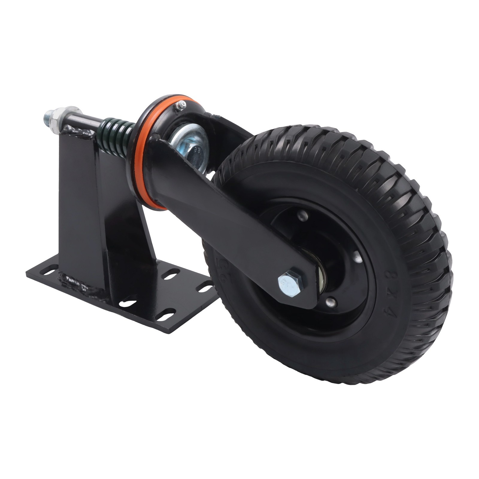 2 Pcs Gate Casters 8″ Heavy Duty (Straight/U-Bolt) Spring-Loaded 600Lbs Caster