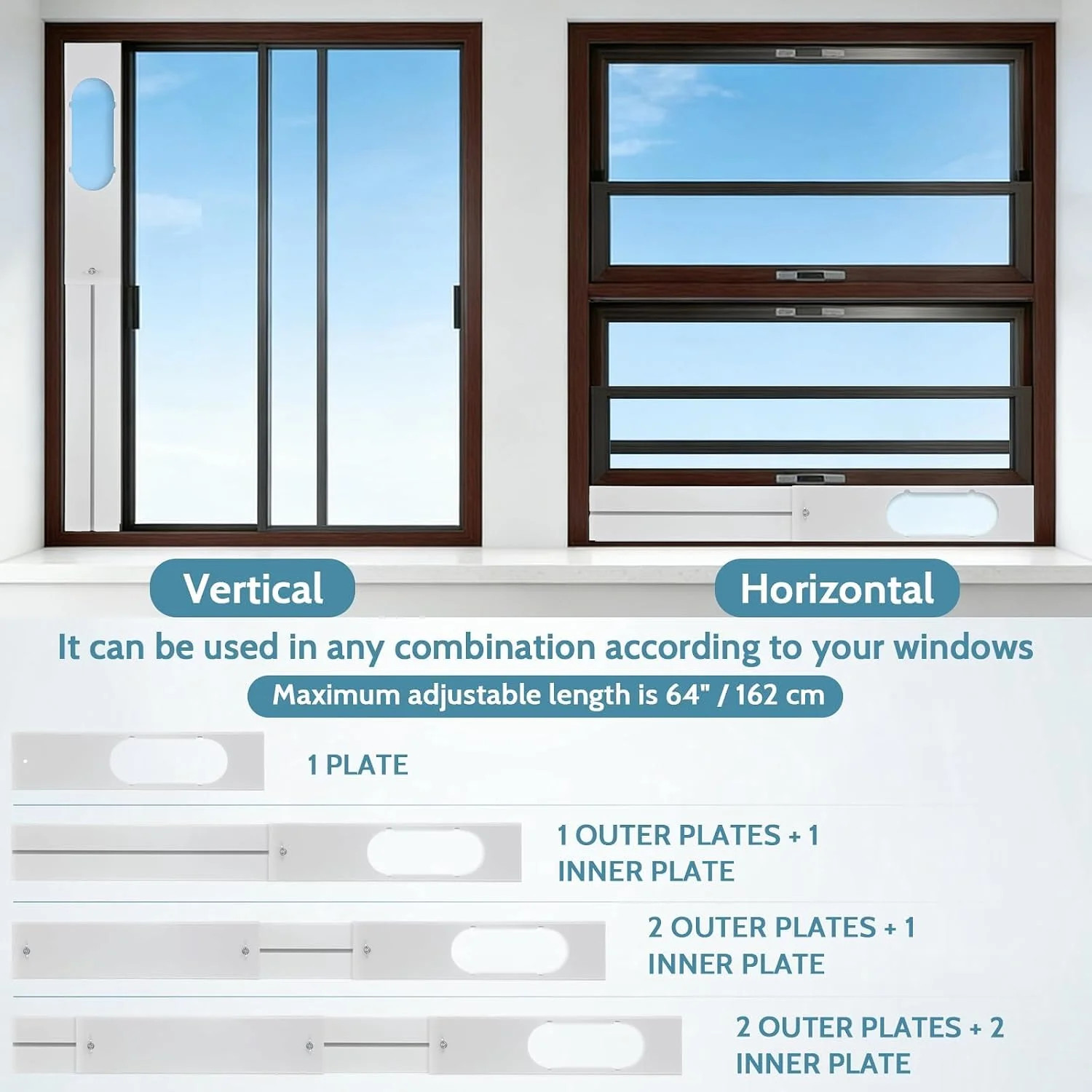 Portable Air Conditioner Window Unit Kit with Hose Universal Adjustable Seal Pla