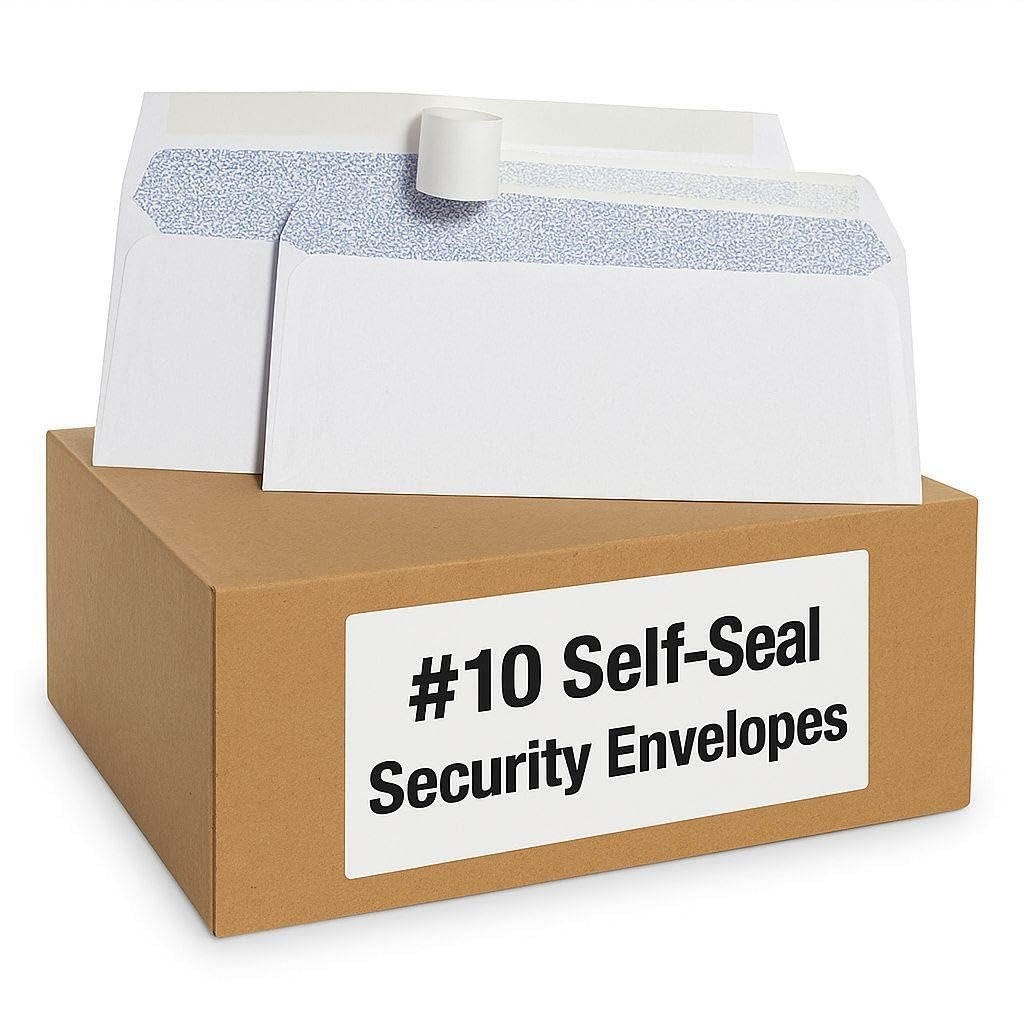 100 – Pack #10 Security Envelopes Self Seal Envelopes 4-1/8″ x 9-1/2″